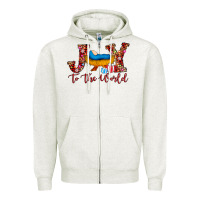 Oatmeal Heather joy to the world Zipper Hoodie - AdoDesignShop