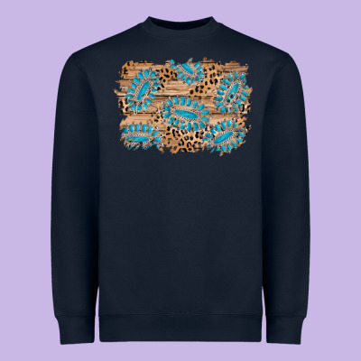 Gemstone Wood Leopard Background Heavyweight Sweatshirt Designed By Adodesignshop