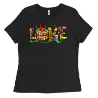 Black mardi gras love Ladies Tee - OliviaCreatesArt
