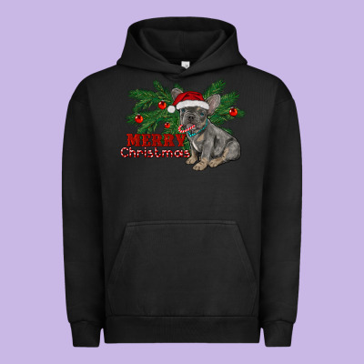 Merry Christmas French Bulldog Urban Hoodie Designed By Ranaportraitstore