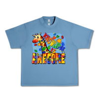 Pebble Blue Knowledge is awesome Autism giraffe Urban Heavy Tee - FaDigitalArtStudio