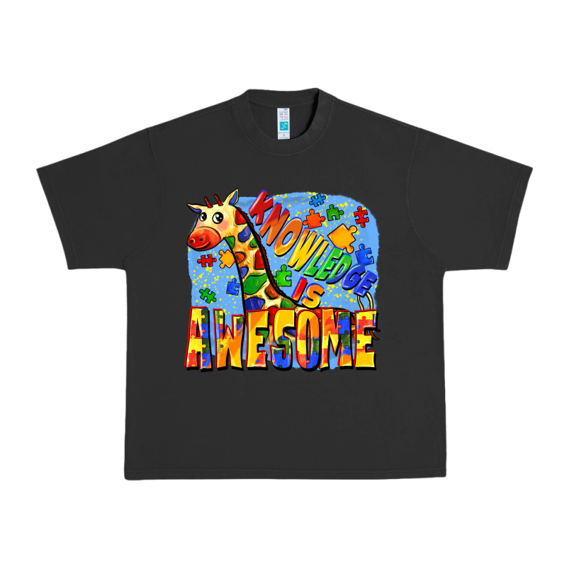Knowledge Is Awesome Autism Giraffe Urban Heavy Tee by FaDigitalArtStudio | Teevron