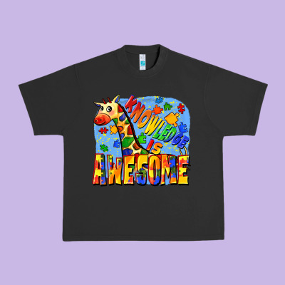 Knowledge Is Awesome Autism Giraffe Urban Heavy Tee Designed By Fadigitalartstudio