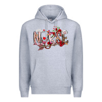 Heather Grey nurse valentines day Premium Hoodie - RacoonDesign