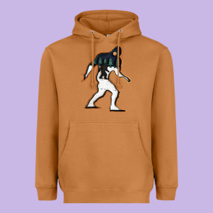 Bigfoot Wood Layered Christmas Heavyweight Hoodie Designed By Designefamous