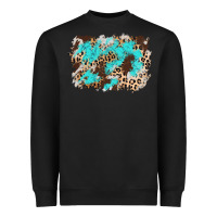 Black cowhide leopard turquoise background Heavyweight Sweatshirt - AdoDesignShop