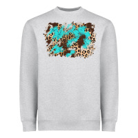 Heather Grey cowhide leopard turquoise background Heavyweight Sweatshirt - AdoDesignShop