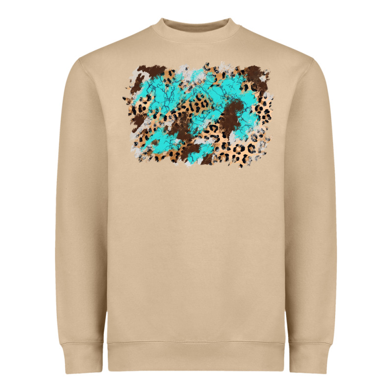 Cowhide Leopard Turquoise Background Heavyweight Sweatshirt by AdoDesignShop | Teevron