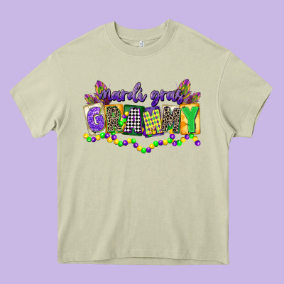 Mardi Gras Grammy Heavy Core Tee Designed By Cowgirlartshop