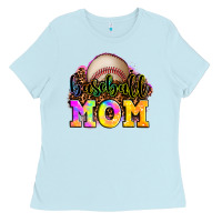 Baby Blue baseball mom Ladies Tee - OliviaCreatesArt