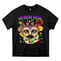 Black meowdi gras mardi gras cat Heavy Core Tee - CowGirlArtShop