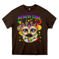 Chocolate Brown meowdi gras mardi gras cat Heavy Core Tee - CowGirlArtShop