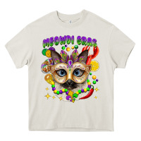 Cream meowdi gras mardi gras cat Heavy Core Tee - CowGirlArtShop
