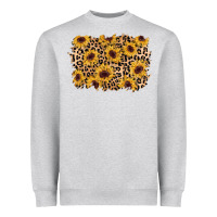 Heather Grey sunflower leopard background Heavyweight Sweatshirt - AdoDesignShop
