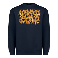 Navy sunflower leopard background Heavyweight Sweatshirt - AdoDesignShop