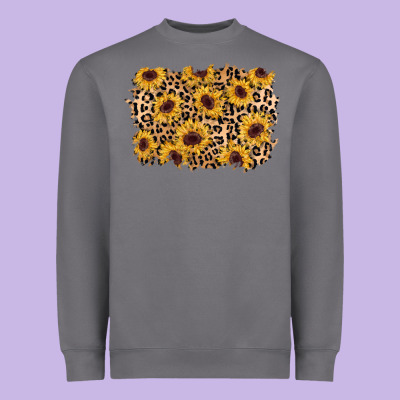 Sunflower Leopard Background Heavyweight Sweatshirt Designed By Adodesignshop