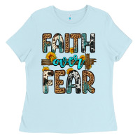 Baby Blue faith over fear Ladies Tee - OliviaCreatesArt