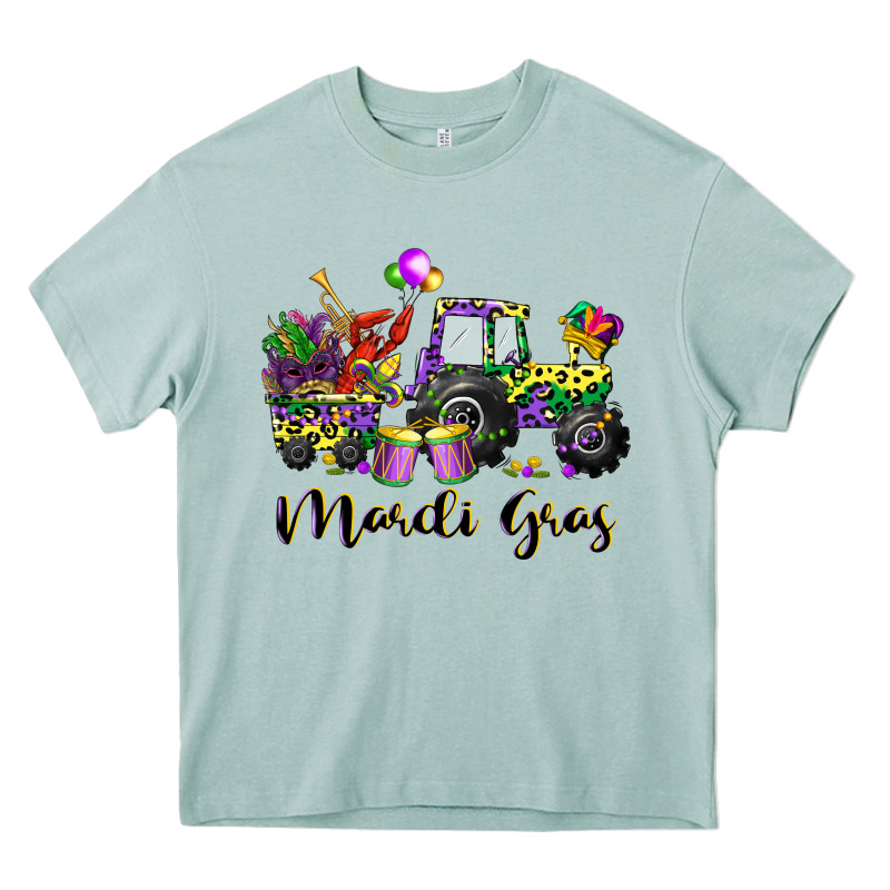 Mardi Gras Tractor Heavy Core Tee by CowGirlArtShop | Teevron