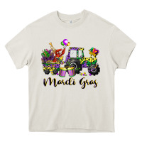 Cream mardi gras tractor Heavy Core Tee - CowGirlArtShop