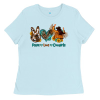 Baby Blue peace love cowgirls Ladies Tee - OliviaCreatesArt