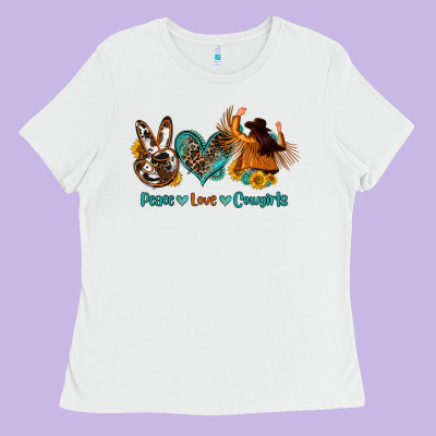 Peace Love Cowgirls Ladies Tee Designed By Oliviacreatesart