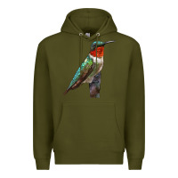 Army Green Ruby Throated Hummingbird Bird Premium Hoodie - LillyAllenDesigns