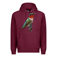 Burgundy Ruby Throated Hummingbird Bird Premium Hoodie - LillyAllenDesigns