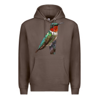 Coffee Ruby Throated Hummingbird Bird Premium Hoodie - LillyAllenDesigns