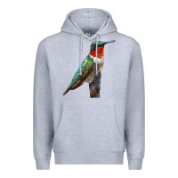 Heather Grey Ruby Throated Hummingbird Bird Premium Hoodie - LillyAllenDesigns