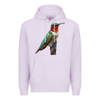 Lilac Ruby Throated Hummingbird Bird Premium Hoodie - LillyAllenDesigns