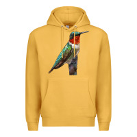 Mustard Ruby Throated Hummingbird Bird Premium Hoodie - LillyAllenDesigns