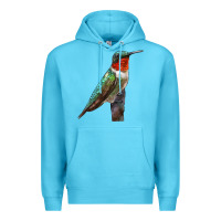 Ocean Blue Ruby Throated Hummingbird Bird Premium Hoodie - LillyAllenDesigns