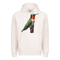 Pale Pink Ruby Throated Hummingbird Bird Premium Hoodie - LillyAllenDesigns