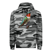 Slate Camo Ruby Throated Hummingbird Bird Premium Hoodie - LillyAllenDesigns