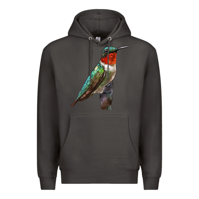 Ruby Throated Hummingbird Bird Premium Hoodie by LillyAllenDesigns | Teevron