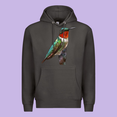 Ruby Throated Hummingbird Bird Premium Hoodie Designed By Lillyallendesigns