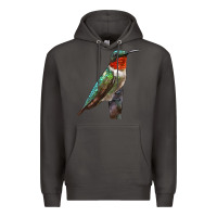Smoke Ruby Throated Hummingbird Bird Premium Hoodie - LillyAllenDesigns