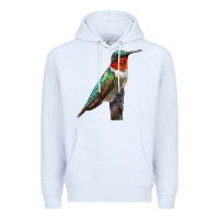 White Ruby Throated Hummingbird Bird Premium Hoodie - LillyAllenDesigns