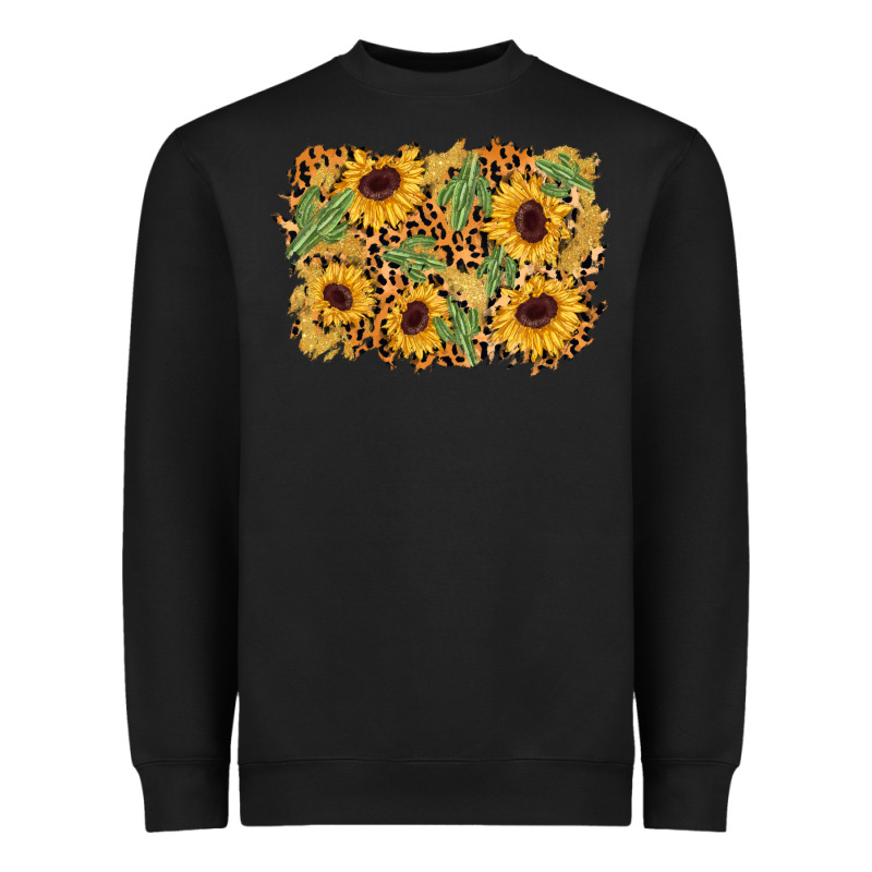 Cactus Leopard Sunflower Glitter Background Heavyweight Sweatshirt by AdoDesignShop | Teevron