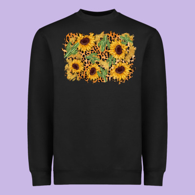 Cactus Leopard Sunflower Glitter Background Heavyweight Sweatshirt Designed By Adodesignshop