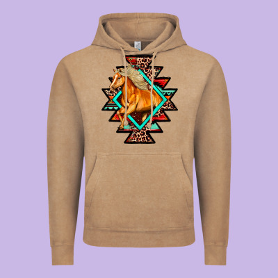 Aztec Symbol With Horse Vintage Hoodie Designed By Fadigitalartstudio