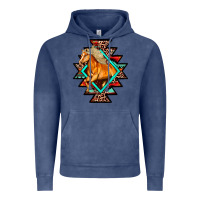 Vintage Denim Aztec Symbol With Horse Vintage Hoodie - FaDigitalArtStudio