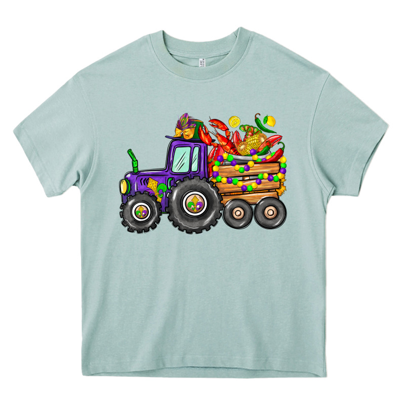 Mardi Gras Tractor Heavy Core Tee by CowGirlArtShop | Teevron