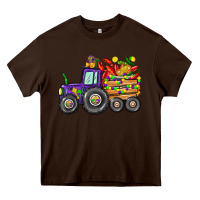 Chocolate Brown mardi gras tractor Heavy Core Tee - CowGirlArtShop