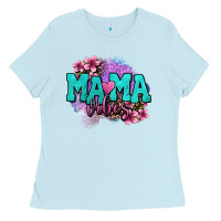 Baby Blue mama vibes floral Ladies Tee - OliviaCreatesArt