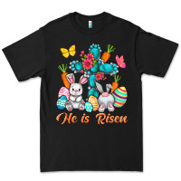 Black He is risen with Cross Easter Day Premium Tee - HowdyJamesFarm