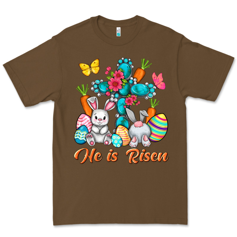 He Is Risen With Cross Easter Day Premium Tee by HowdyJamesFarm | Teevron