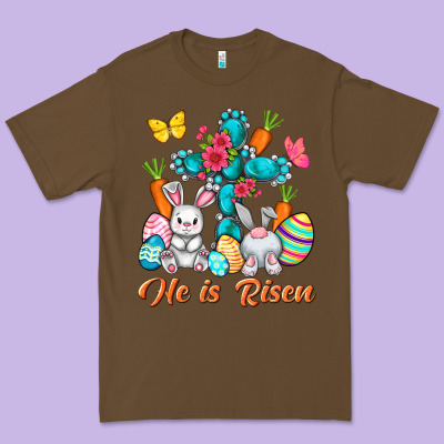 He Is Risen With Cross Easter Day Premium Tee Designed By Howdyjamesfarm
