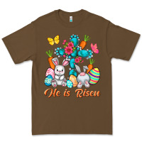 Cacao He is risen with Cross Easter Day Premium Tee - HowdyJamesFarm
