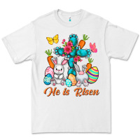 White He is risen with Cross Easter Day Premium Tee - HowdyJamesFarm